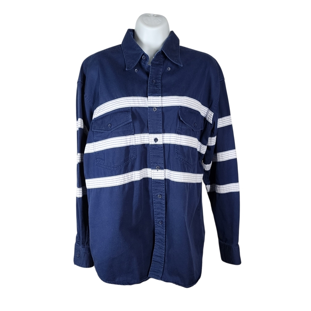 WRANGLER WESTERN SHIRTS BLUE AND WHITE STRIPED SHIRT